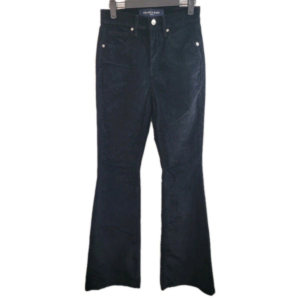 Veronica Beard Beverly Skinny Flare Jeans Sz 26 Black Velvet High Rise